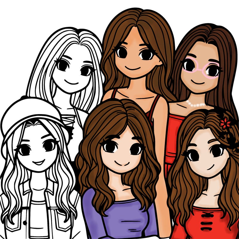 a group of five girls friends