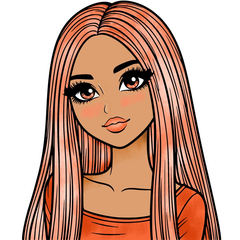 realistic girl with straight and long hair