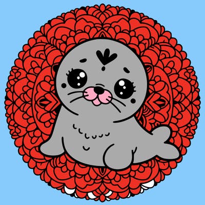 a cute baby seal mandala