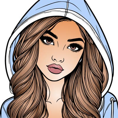 realistic beautiful girl with a hood on