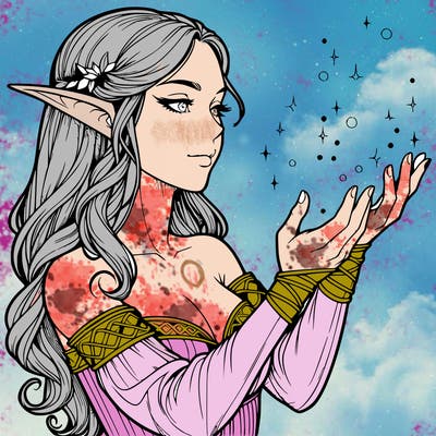 realistic elf girl doing magic