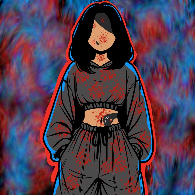 realistic girl faceless with baggy pants and a crop top