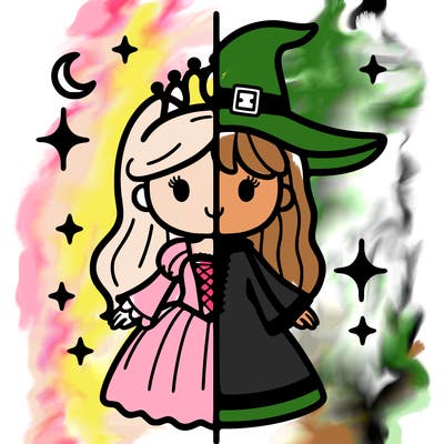 split princess and witch