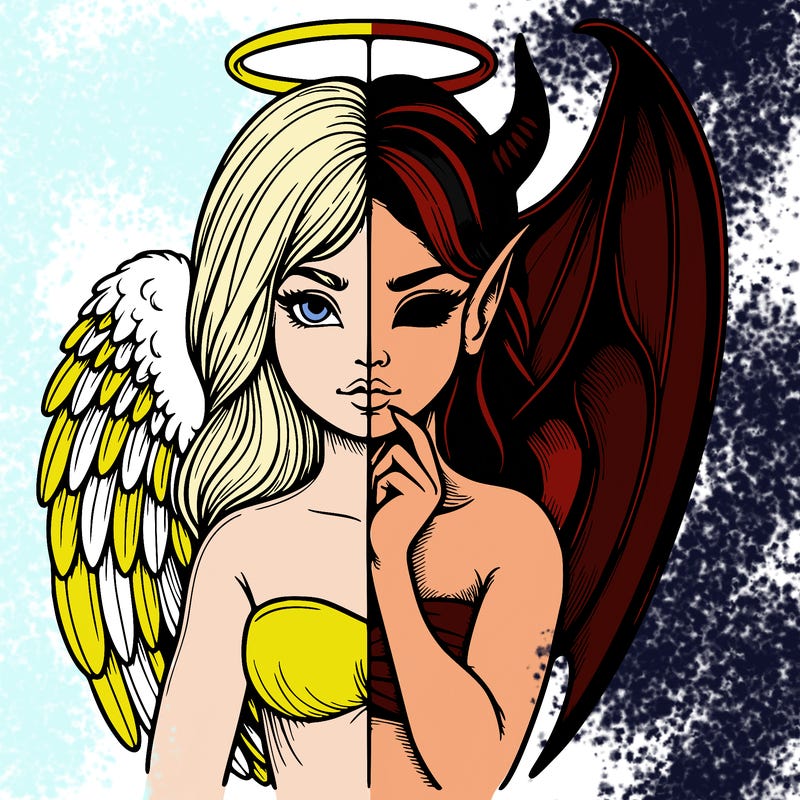 realistic angel half demon