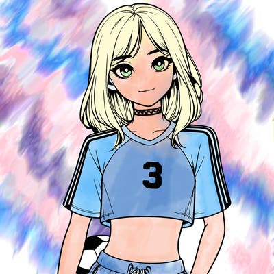 realistic girl wearing soccer jersey
