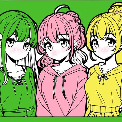 three girls anime