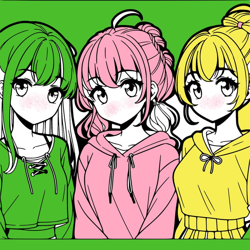 three girls anime