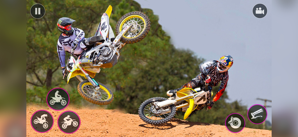MX Dirt Bike Racing: Motocross - Motocross racers performing stunts and racing on a dirt track.
