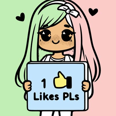 girl holding a sign saying 10 likes pls