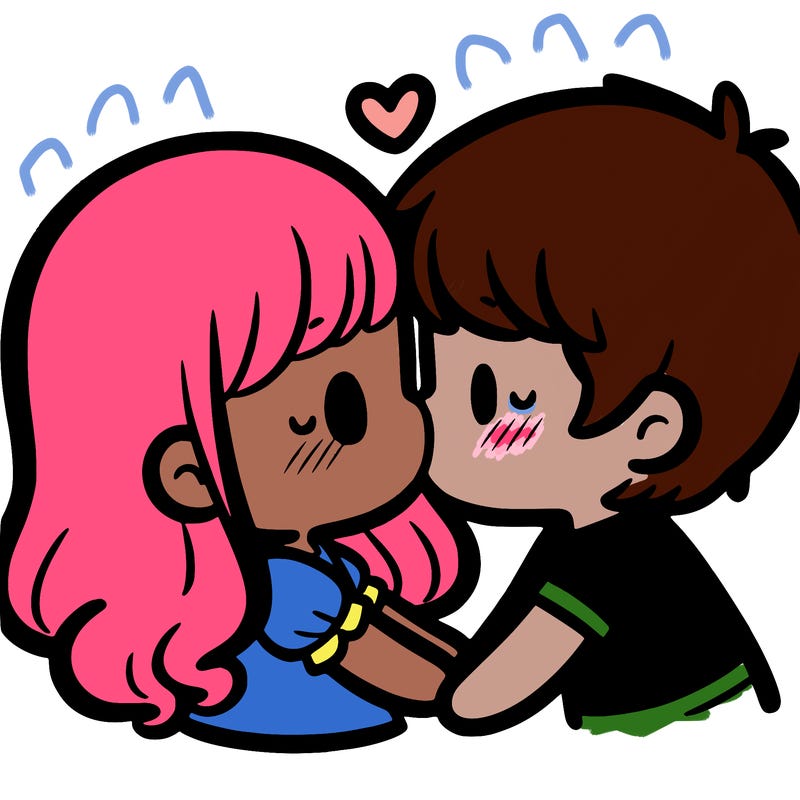 a girl and a boy kissing