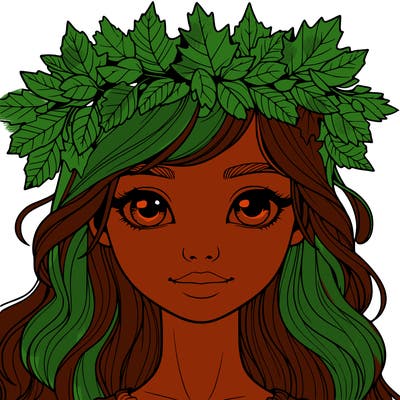 realistic girl with fall leaf crown