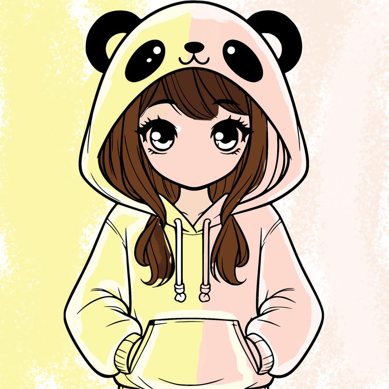 girl in panda hoodie