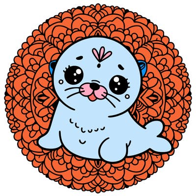 a cute baby seal mandala
