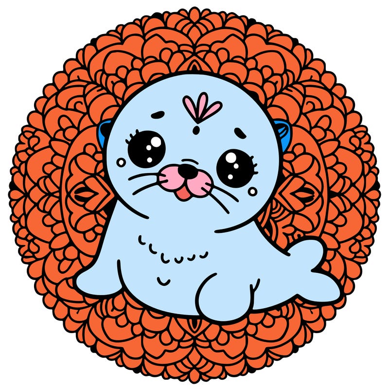 a cute baby seal mandala