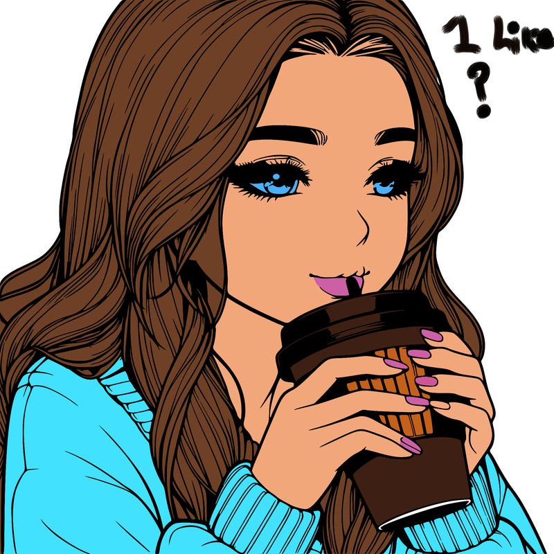realistic girl drinking coffee