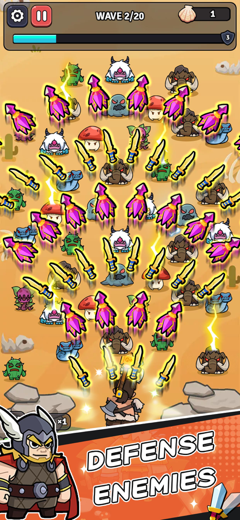 Backpack Fight - Bag Games - Viking character battling monsters with a variety of weapons in Backpack Fight