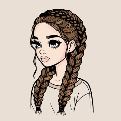 realistic girl with braids