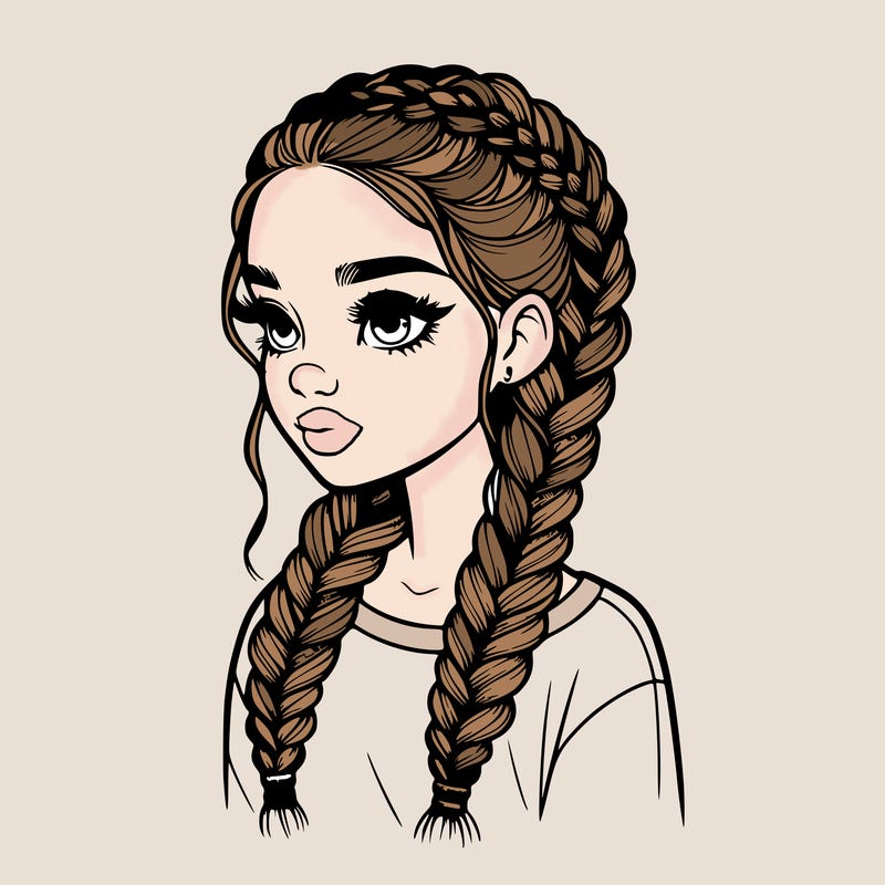 realistic girl with braids