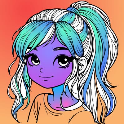 realistic girl with ponytail