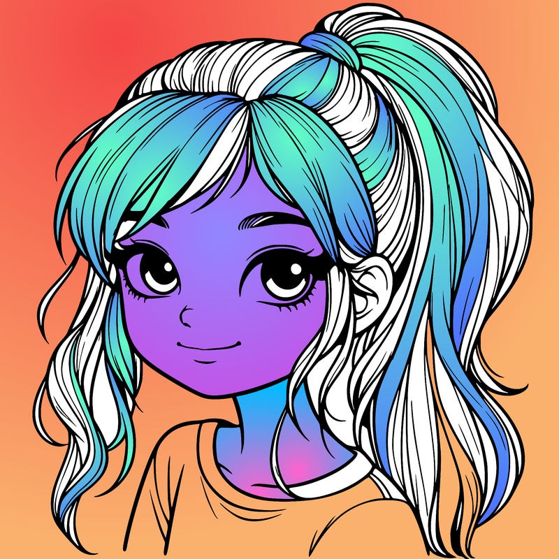 realistic girl with ponytail