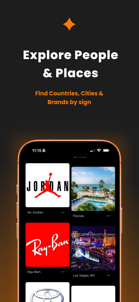 CUEアプリの画面。ブランドと場所のエネルギー分析を表示。