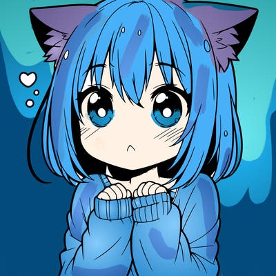 shy anime catgirl