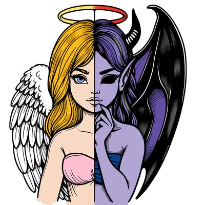 realistic angel half demon