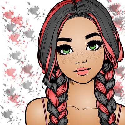 realistic girl with braids