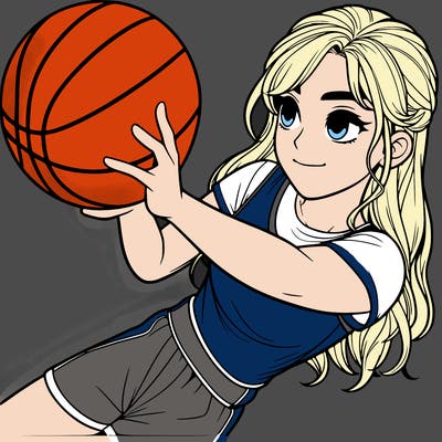 realistic girl playing basketball