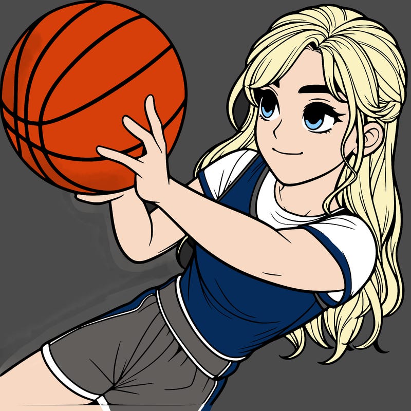 realistic girl playing basketball