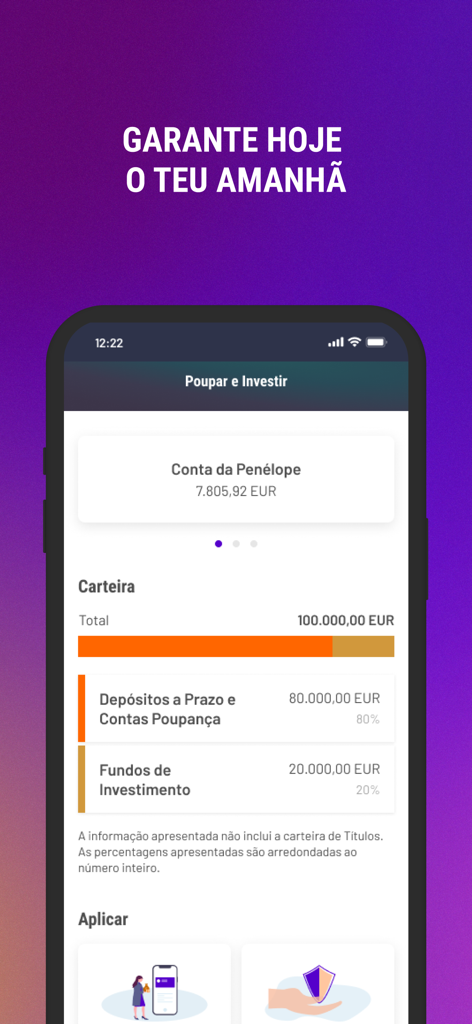BPI App - BPI App screen showing a savings and investment portfolio with account balances and asset allocation