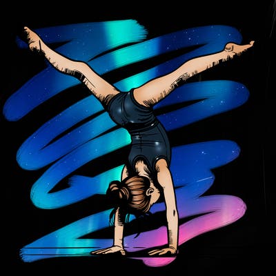 realistic gymnastic hand stand girl in four splits
