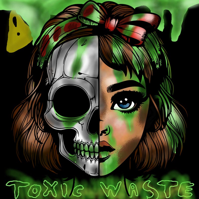 realistic girl with half skull mask