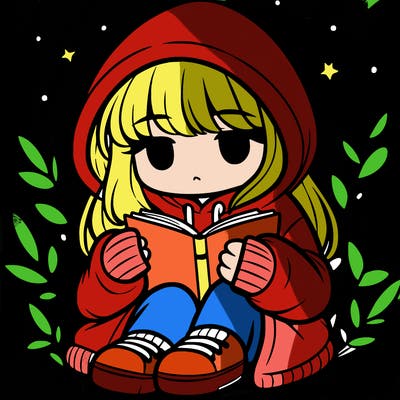 girl in oversized hoodie reading a book