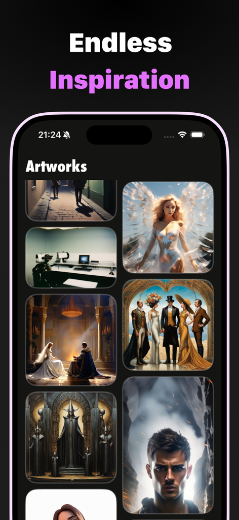 AI生成されたアートギャラリー：さまざまな芸術スタイルとインスピレーションを表示