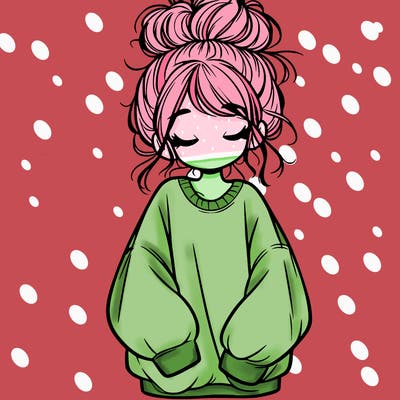 girl with baggy sweatshirt and messy bun