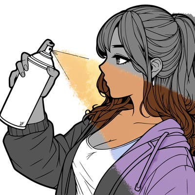 a realistic girl spray, painting