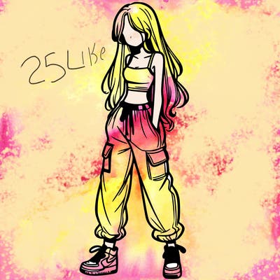 girl in baggy pants crop top and long hair