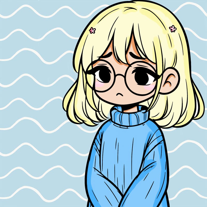 sad girl with glasses in a sweater