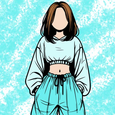 realistic girl faceless with baggy pants and a crop top