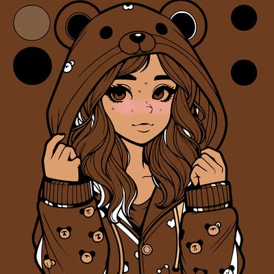realistic girl in a animal pjs hoodie