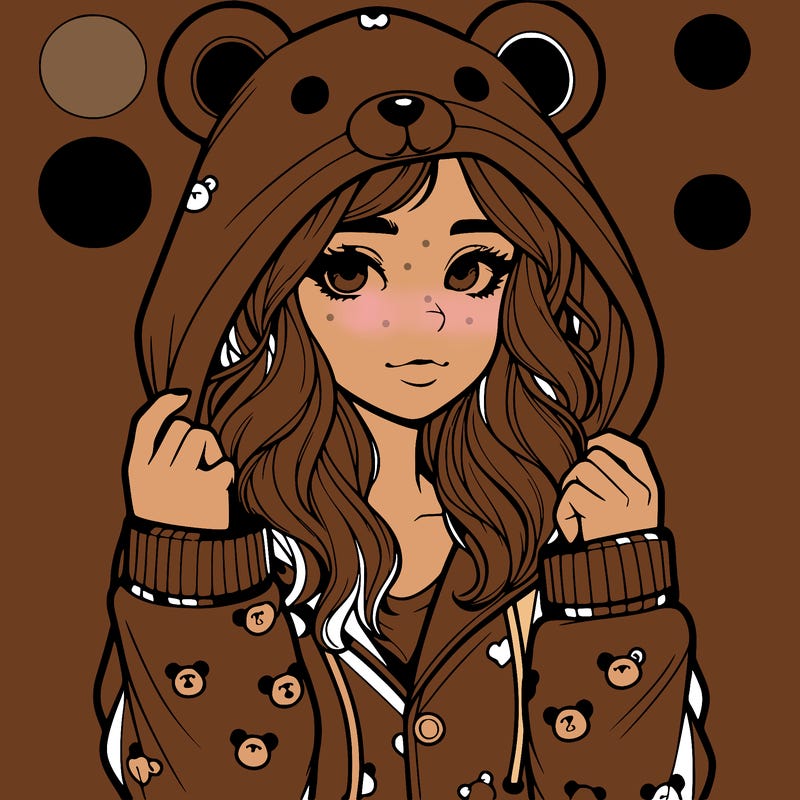 realistic girl in a animal pjs hoodie