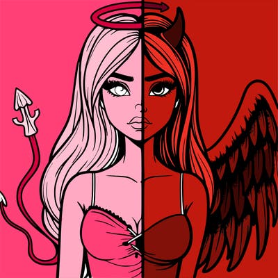 devil vs angel realistic girl