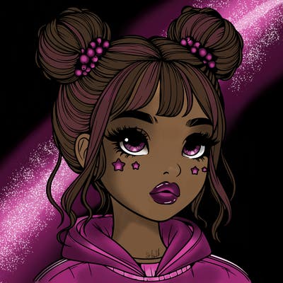 realistic girl with space buns
