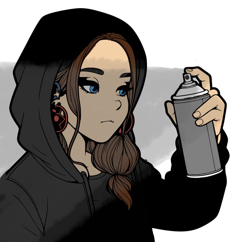 a realistic girl, spray painting