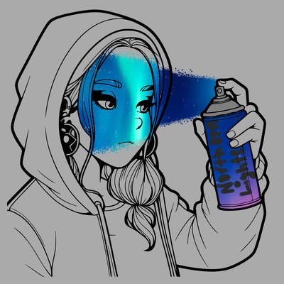 a realistic girl, spray painting