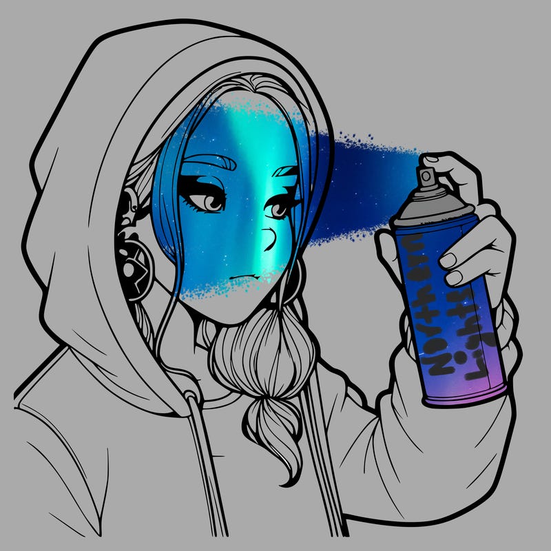 a realistic girl, spray painting