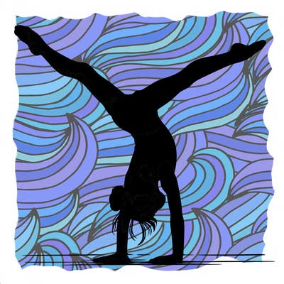 realistic gymnastic hand stand girl in four splits