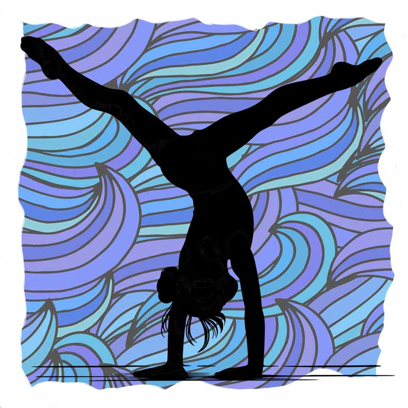 realistic gymnastic hand stand girl in four splits