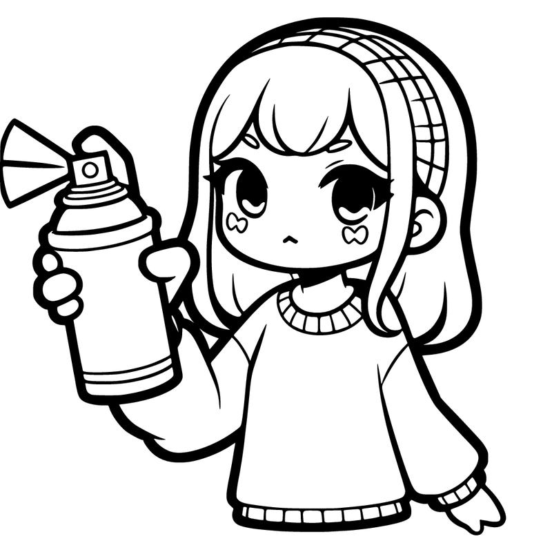 a girl holding  a spray paint
